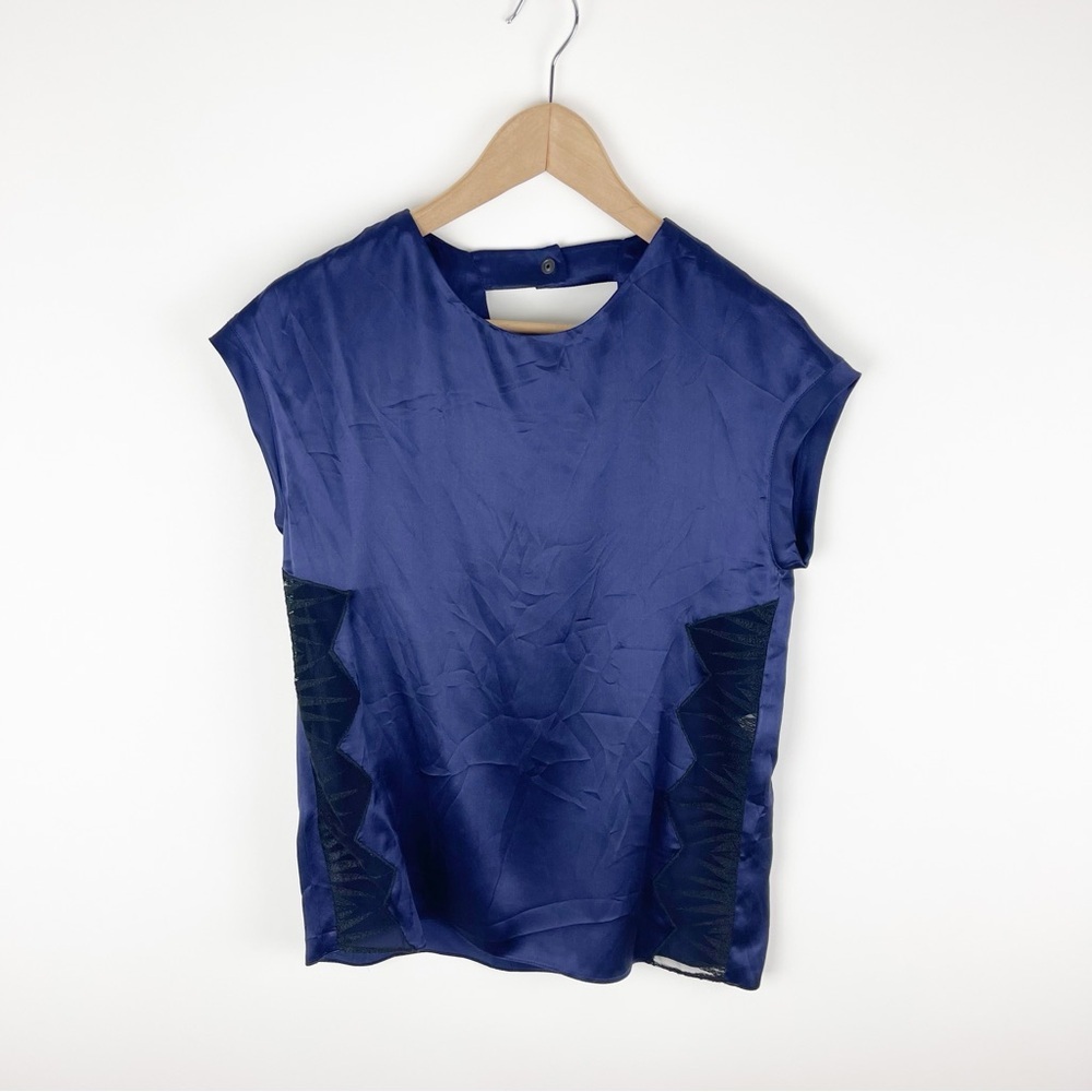 Sandro Silk Side Lace Panel Blouse Size 1 - Picture 11 of 13